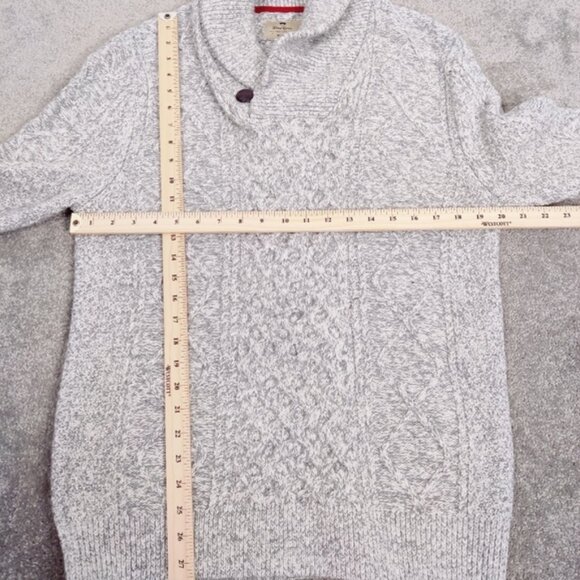 Wind River Men's Pullover Sweater in Silver Size Medium Chunky Cable Knit Cotton - Picture 7 of 10
